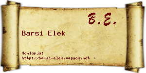 Barsi Elek névjegykártya